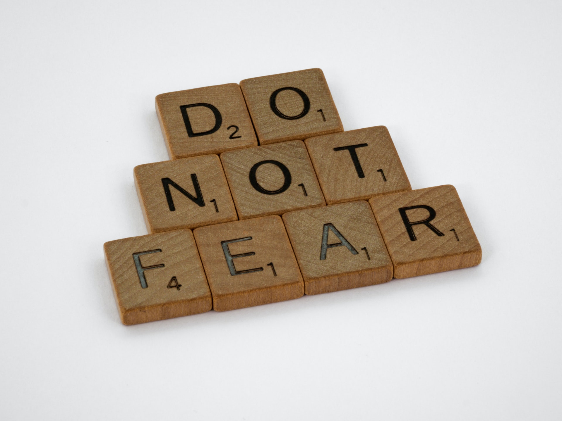 The words ‘Do not fear’ scrawled in Scrabble letters to denote dental anxiety and sedation dentistry in Las Vegas, NV