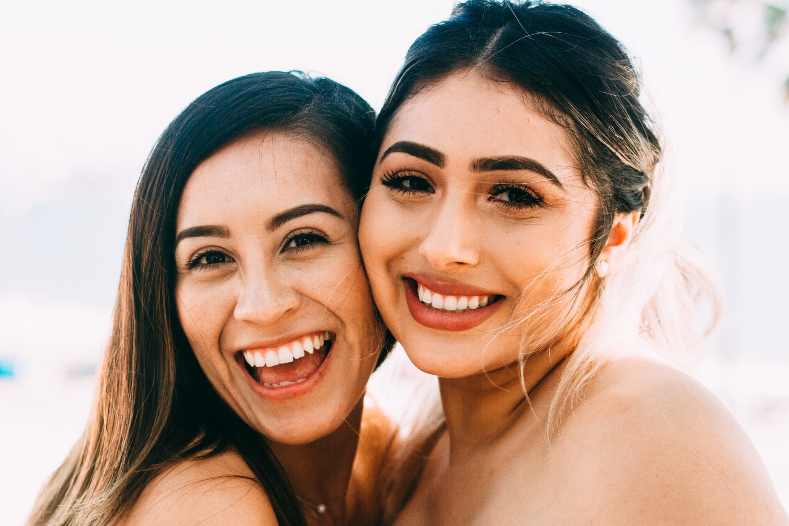 two girls smiling